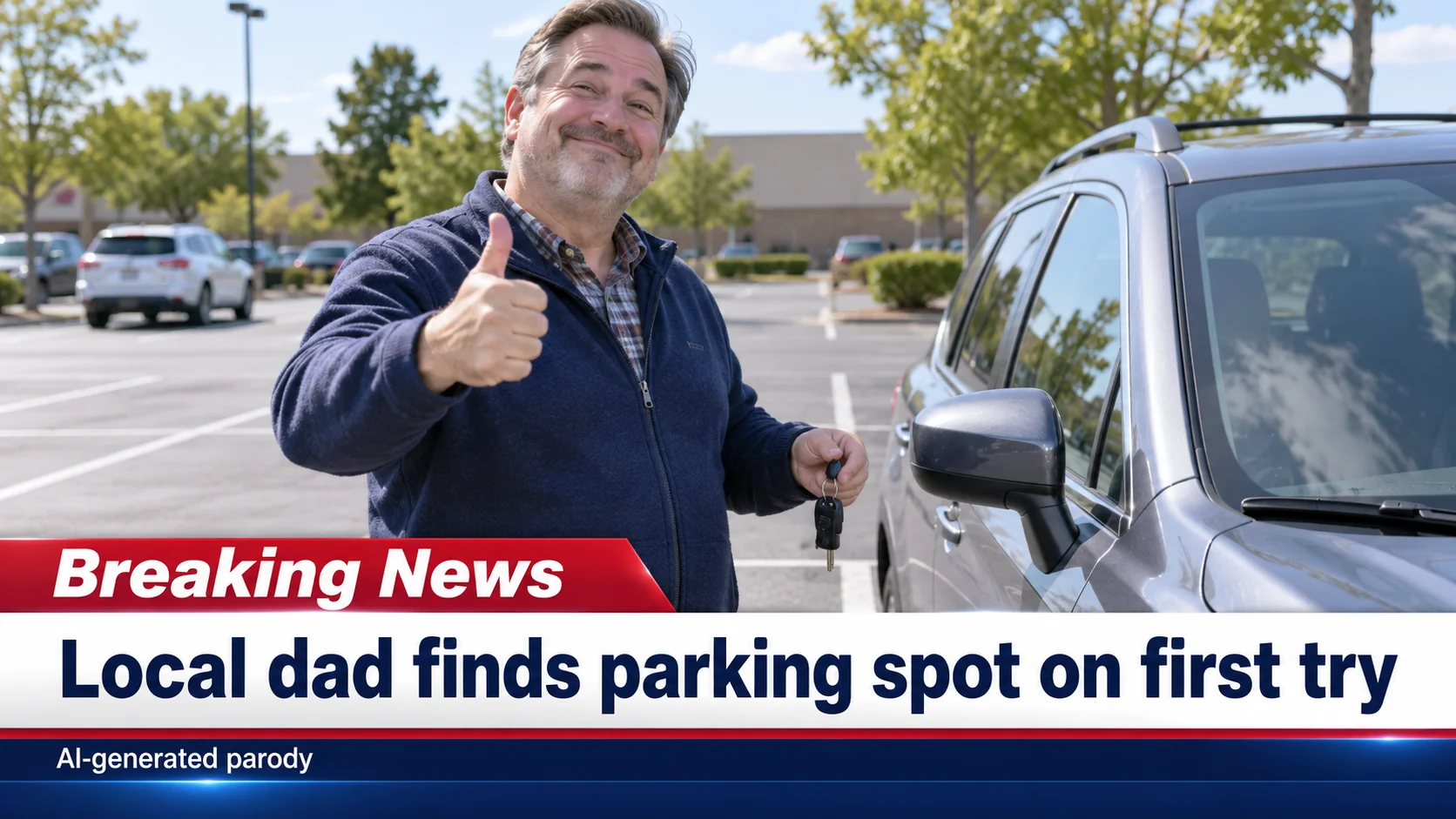 Local dad finds parking spot on first try